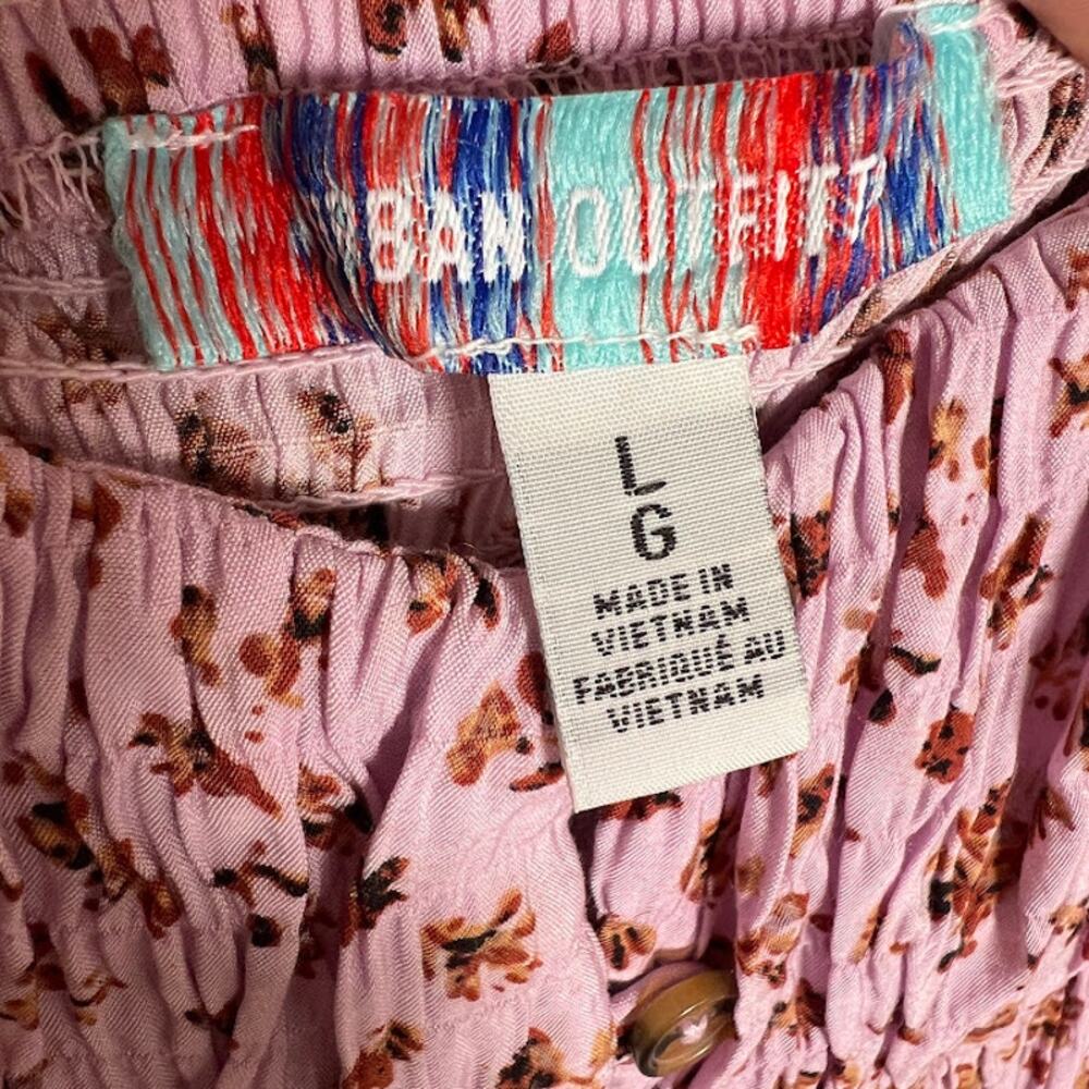 Urban Outfitters Women's Allie Tie-Sleeve Blouse L Purple Floral Print Boho - Picture 10 of 11